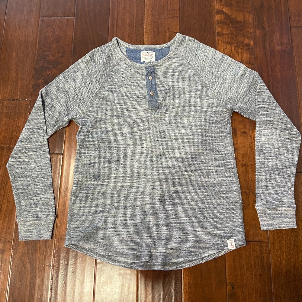 Lucky Brand Henley Pullover Long Sleeve Shirt, Gray, Size L